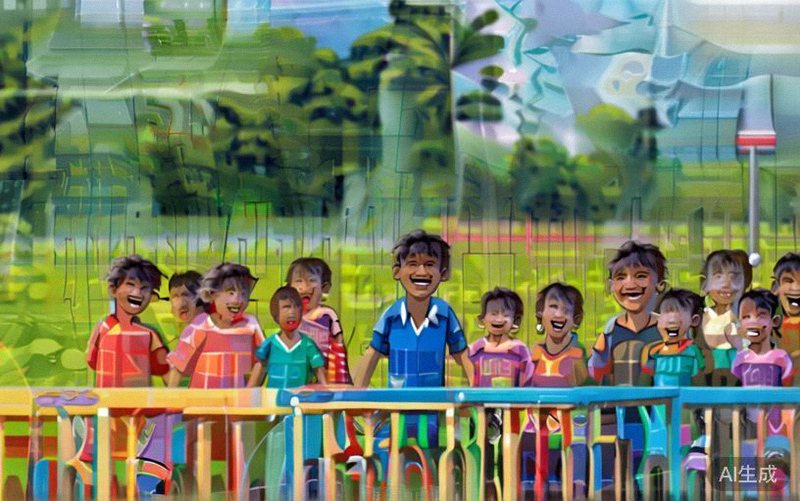 Anak-anak Indonesia tersenyum ceria saat mengikuti kegiatan olahraga bersama di lapangan