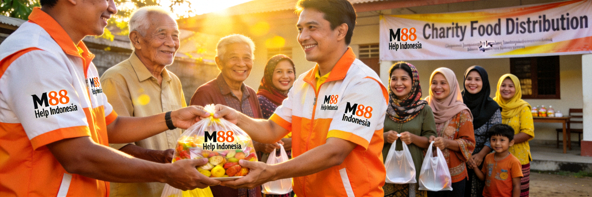 Charity food distribution event for underprivileged families supported by M88 Help Indonesia volunteers
